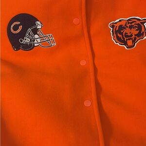 Bright Orange Puffer Jacket with Bear and Helmet Patches